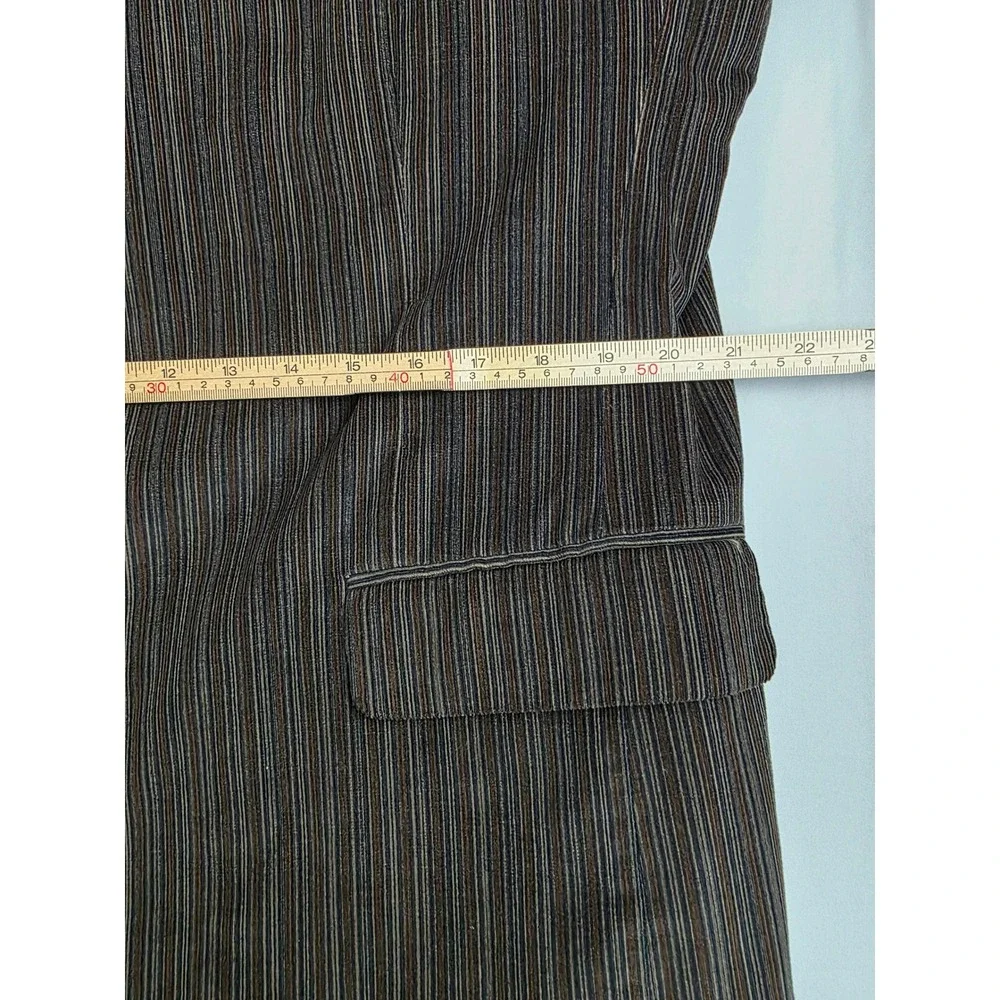 Zagato Signature Collection Mens 42R Brown Striped Cotton 3 Button Blazer Coat